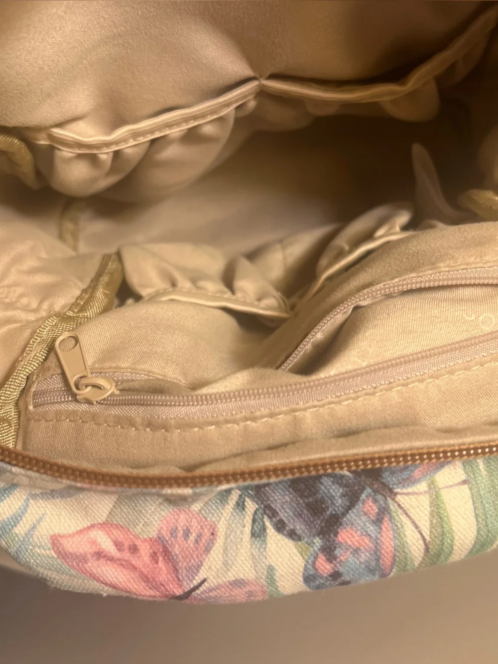 Rosetti Pastel Floral & Butterfly Mini Backpack with Tan Trim